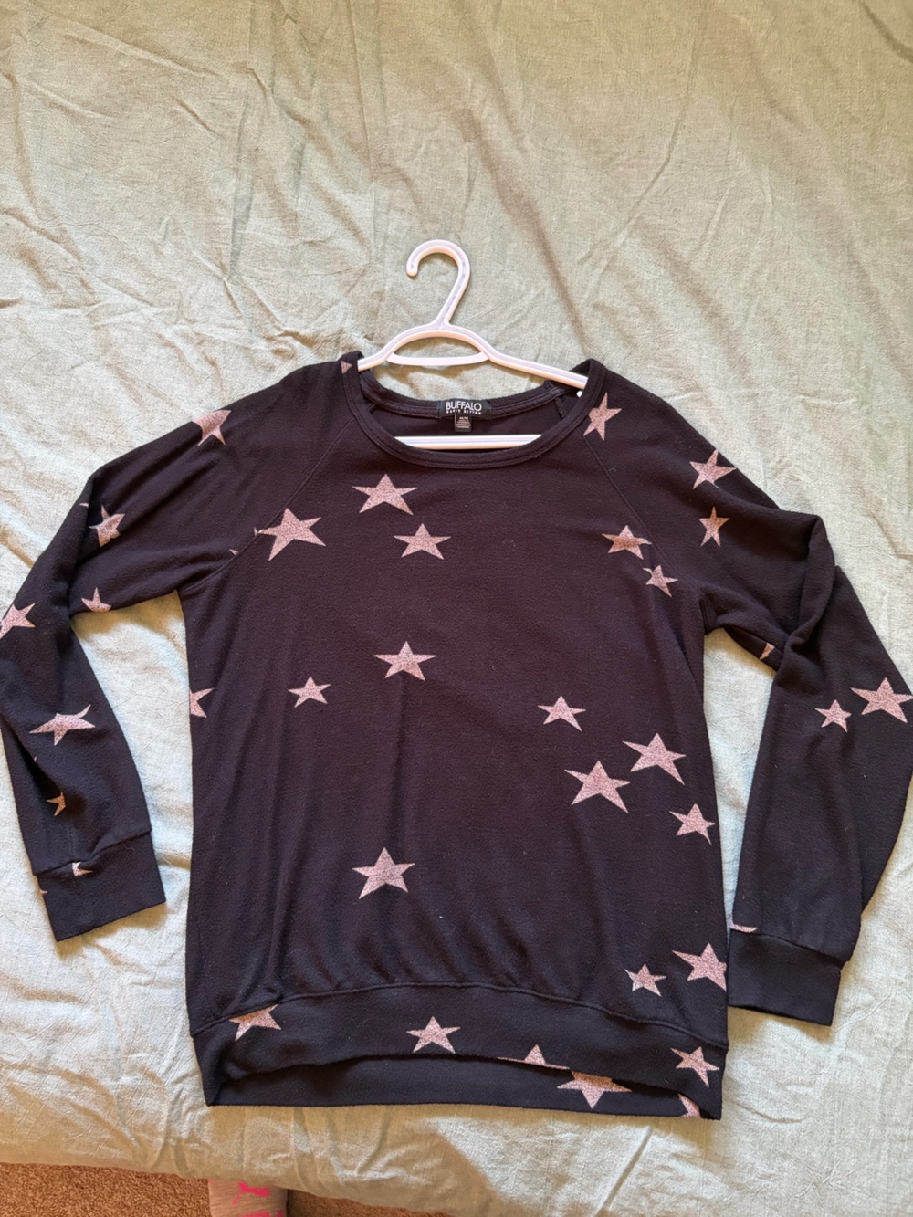 Buffalo David Bitton Black Pajama Top with Pink Star Print